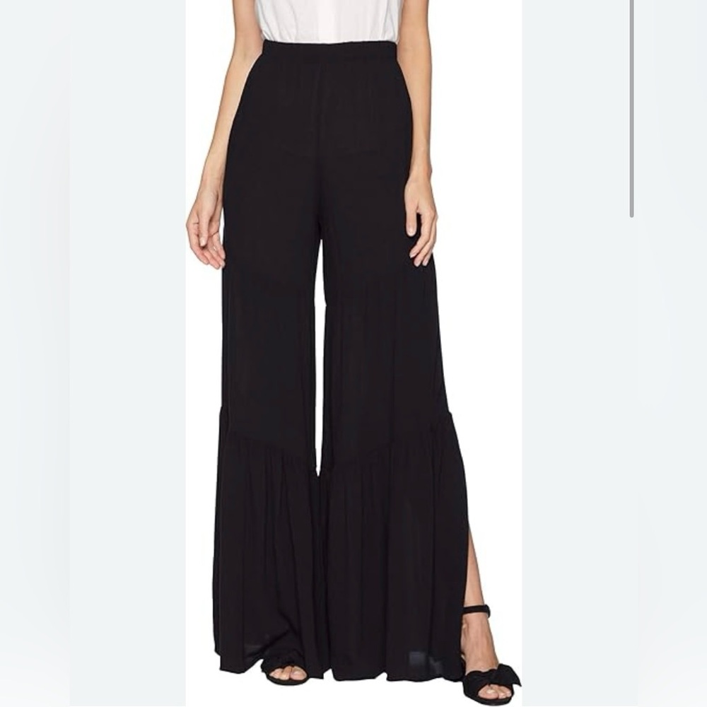NWT BB Dakota by Steve Madden Elastic Waist Exaggerated Flare Pant Black Size M - Picture 3 of 11